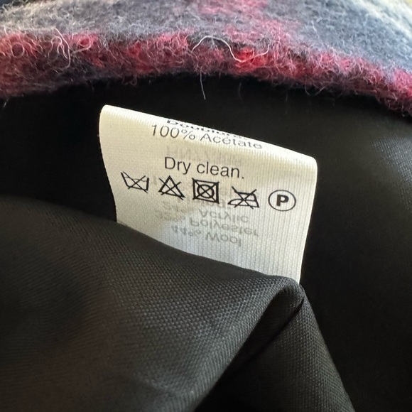 Madewell Navy and Red Brushed Plaid Soft Wool Blend Woman’s Estate Coat Size 10 - Picture 11 of 12